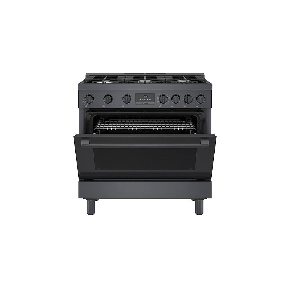 Alt View 1. Bosch - 800 Series 3.7 cu. ft. Freestanding Dual Fuel Convection Range with 6 Dual Flame Ring Burners - Black stainless steel.