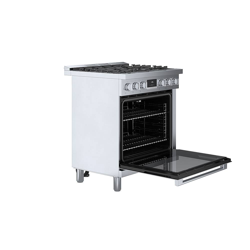 Angle. Bosch - 800 Series 3.7 Cu. Ft. Freestanding Gas Convection Range with 5 Dual Flame Ring Burners - Stainless steel.