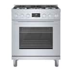 Bosch - 800 Series 3.7 Cu. Ft. Freestanding Gas Convection Range with Self Cleaning and 5 Dual Flame Ring Burners - Stainless Steel