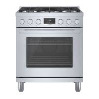 Bosch - 800 Series 3.7 Cu. Ft. Freestanding Gas Convection Range with Self Cleaning and 5 Dual Flame Ring Burners - Stainless Steel - Front_Zoom