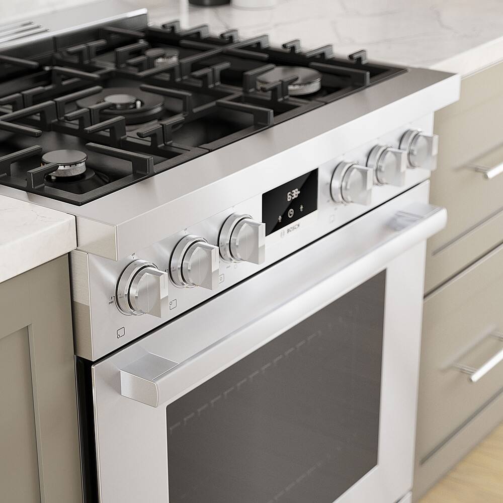 Alt View 23. Bosch - 800 Series 3.7 Cu. Ft. Freestanding Gas Convection Range with 5 Dual Flame Ring Burners - Stainless steel.