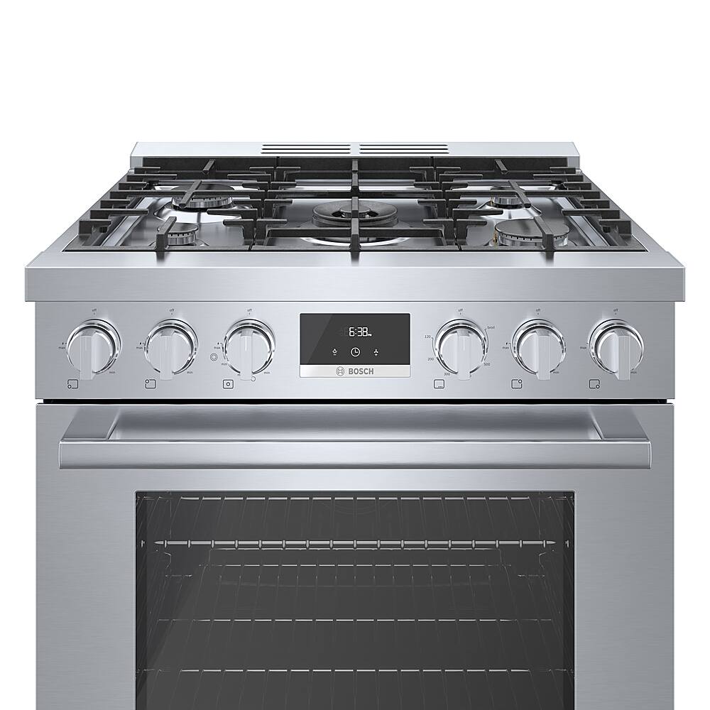 Alt View 1. Bosch - 800 Series 3.7 Cu. Ft. Freestanding Gas Convection Range with 5 Dual Flame Ring Burners - Stainless steel.