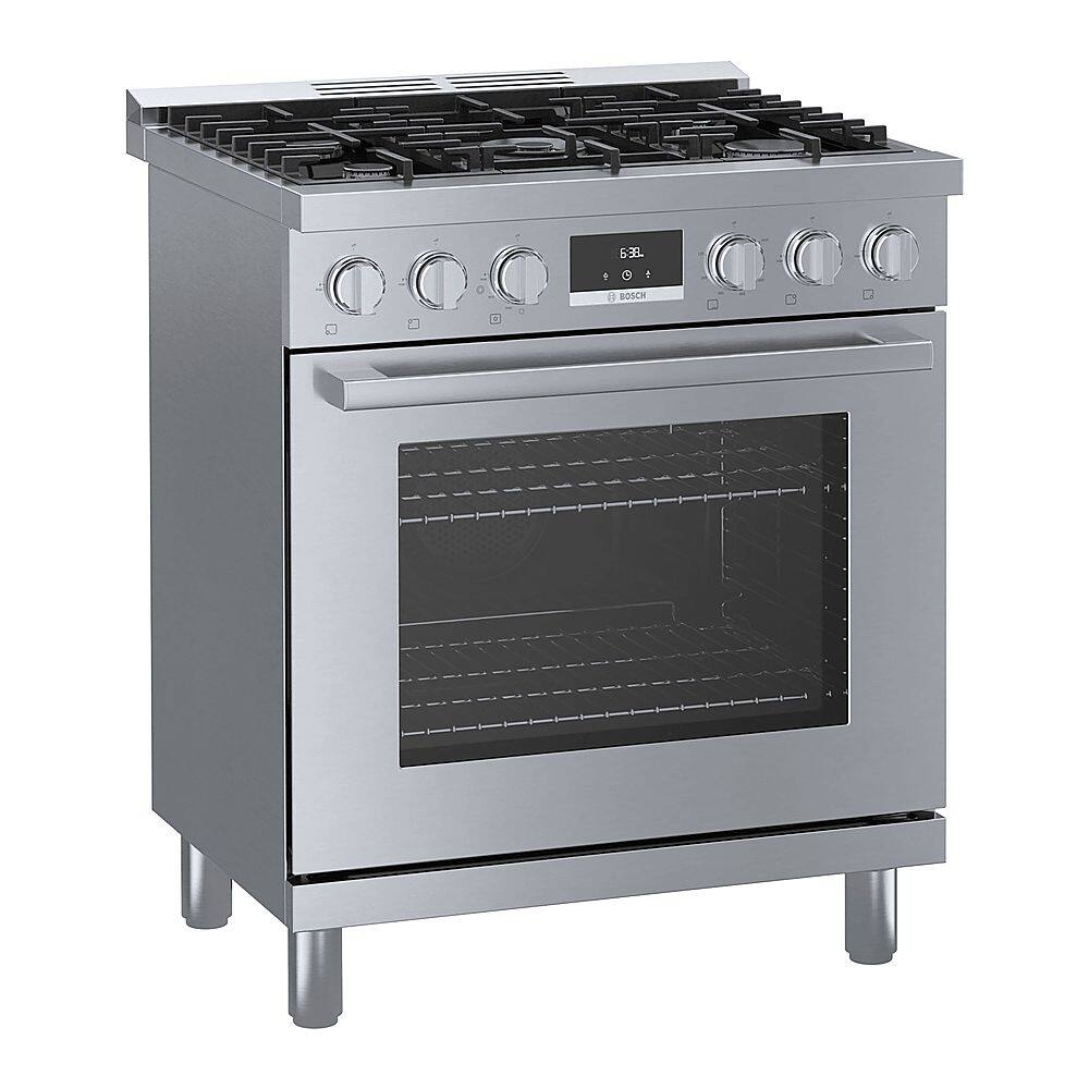 Alt View 11. Bosch - 800 Series 3.7 Cu. Ft. Freestanding Gas Convection Range with 5 Dual Flame Ring Burners - Stainless steel.
