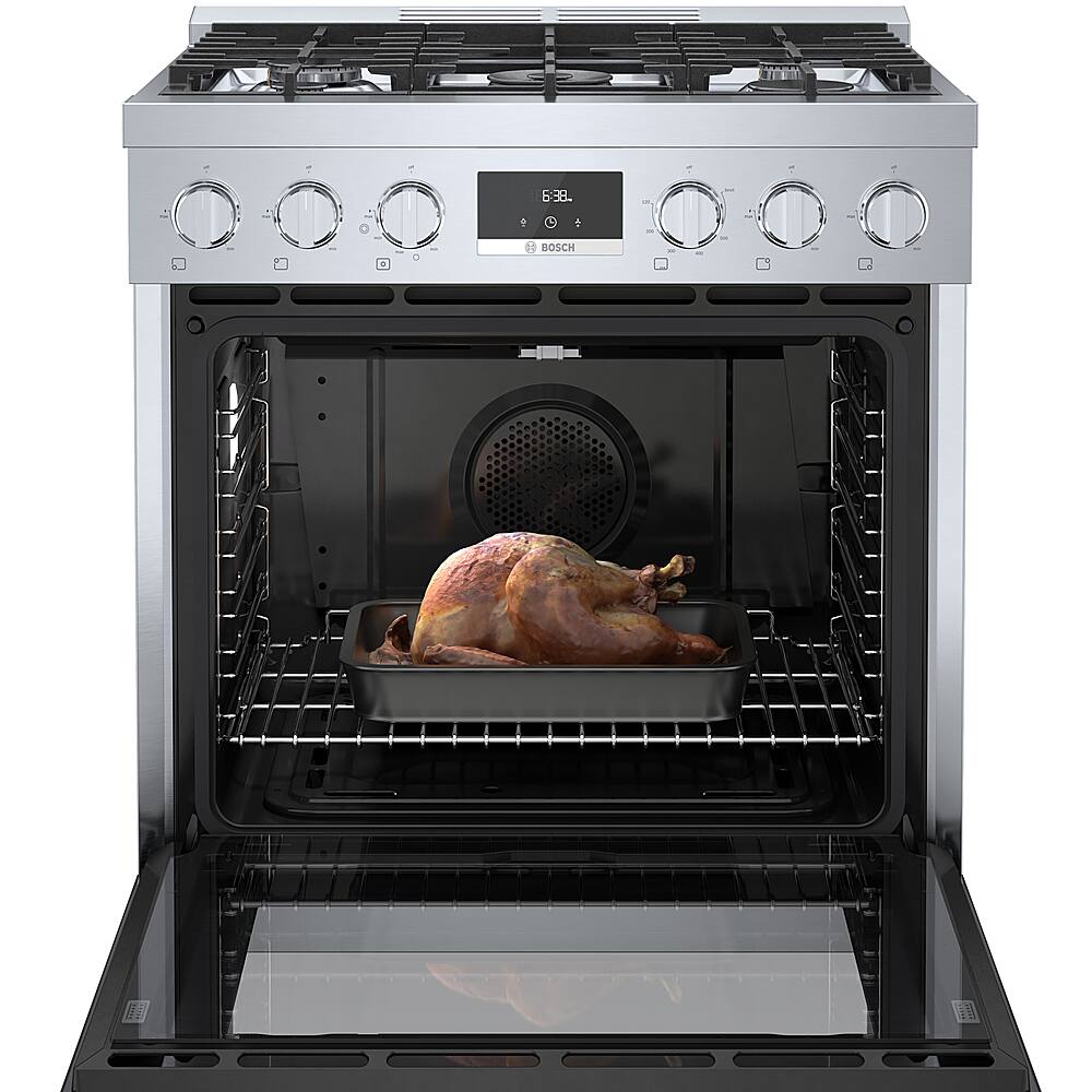 Alt View 13. Bosch - 800 Series 3.7 Cu. Ft. Freestanding Gas Convection Range with 5 Dual Flame Ring Burners - Stainless steel.