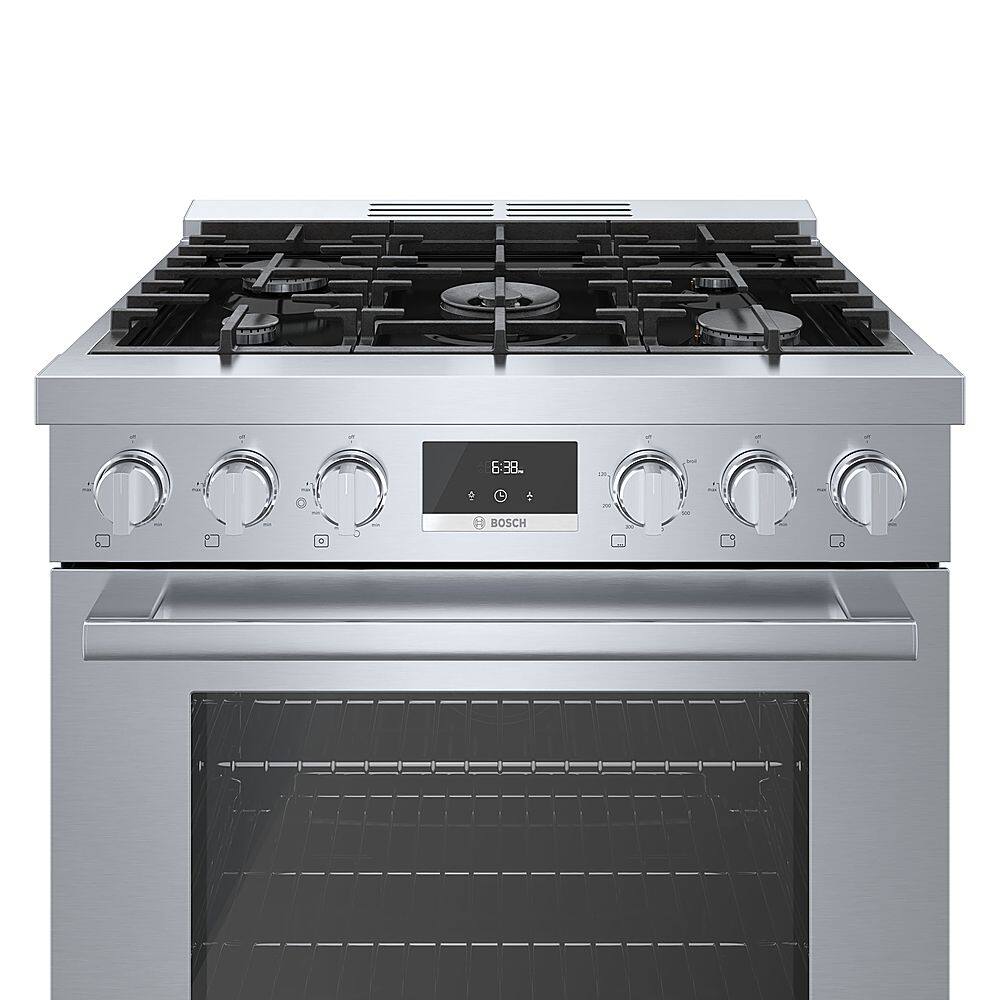 Alt View 15. Bosch - 800 Series 3.7 Cu. Ft. Freestanding Gas Convection Range with 5 Dual Flame Ring Burners - Stainless steel.