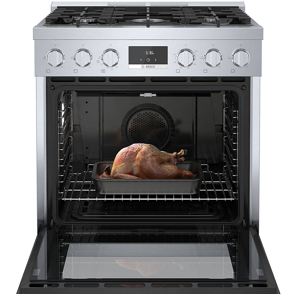Alt View 17. Bosch - 800 Series 3.7 Cu. Ft. Freestanding Gas Convection Range with 5 Dual Flame Ring Burners - Stainless steel.
