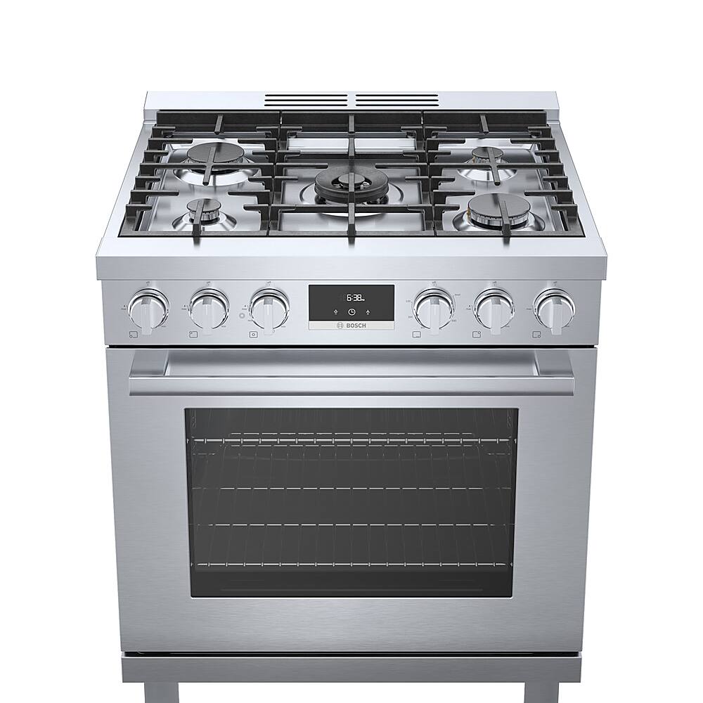 Alt View 14. Bosch - 800 Series 3.7 Cu. Ft. Freestanding Gas Convection Range with 5 Dual Flame Ring Burners - Stainless steel.