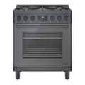 Bosch - 800 Series 30 in. Wide 3.7 Cu. Ft. Freestanding Gas Convection Range with Self-cleaning and 5 Dual Flame Ring Burners - Black Stainless Steel