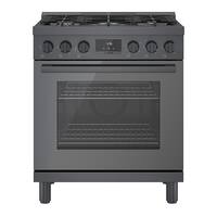 Bosch - 800 Series 3.7 Cu. Ft. Freestanding Gas Convection Range with 5 Dual Flame Ring Burners - Black Stainless Steel - Front_Zoom