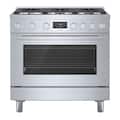 Bosch - 800 Series 36 in. Wide 3.5 Cu. Ft. Freestanding Gas Convection Range with Self-cleaning and 6 Dual Flame Ring Burners - Stainless Steel