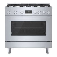 Bosch - 800 Series 3.5 cu. ft. Freestanding Gas Convection Range with 6 Dual Flame Ring Burners - Stainless steel - Front_Zoom