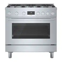 Bosch - 800 Series 3.5 Cu. Ft. Freestanding Gas Convection Range with Self Cleaning and 6 Dual Flame Ring Burners - Stainless Steel