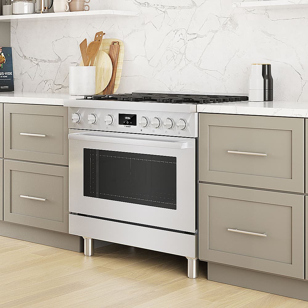 Alt View 23. Bosch - 800 Series 3.5 Cu. Ft. Freestanding Gas Convection Range with 6 Dual Flame Ring Burners - Stainless steel.