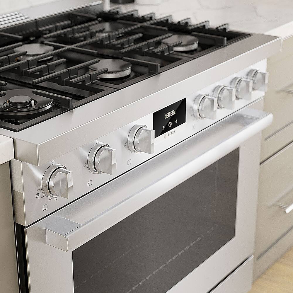 Alt View 24. Bosch - 800 Series 3.5 Cu. Ft. Freestanding Gas Convection Range with 6 Dual Flame Ring Burners - Stainless steel.