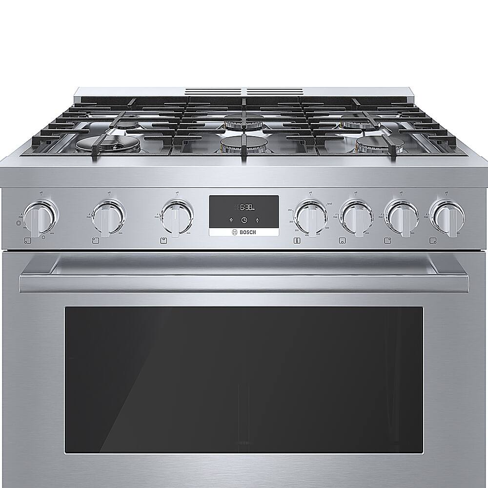 Alt View 19. Bosch - 800 Series 3.5 Cu. Ft. Freestanding Gas Convection Range with 6 Dual Flame Ring Burners - Stainless steel.