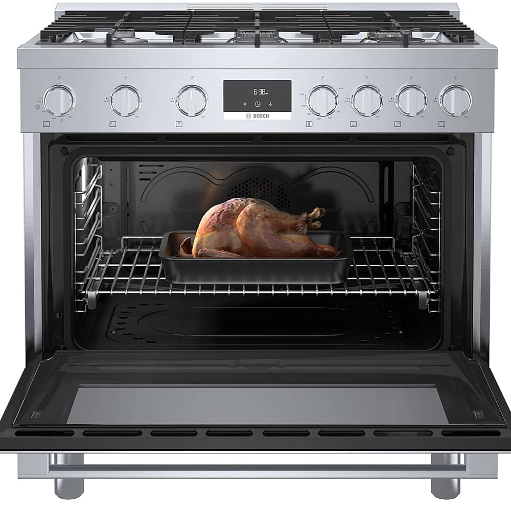 Alt View 17. Bosch - 800 Series 3.5 Cu. Ft. Freestanding Gas Convection Range with 6 Dual Flame Ring Burners - Stainless steel.
