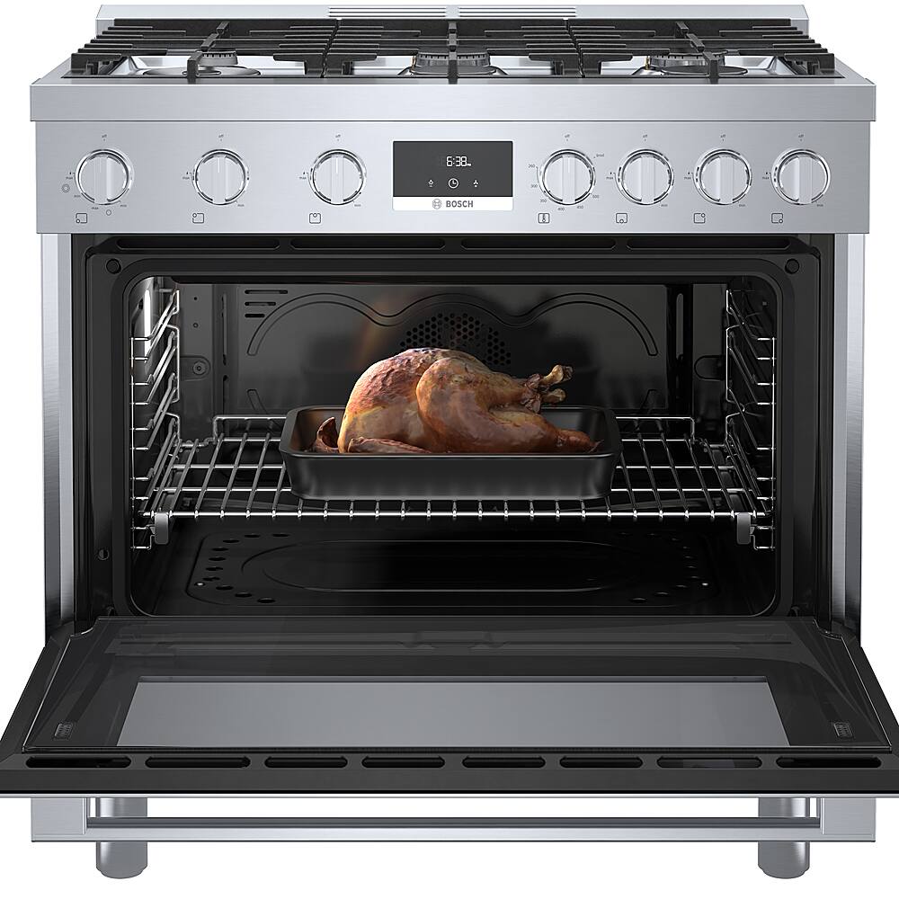 Alt View 17. Bosch - 800 Series 3.5 Cu. Ft. Freestanding Gas Convection Range with 6 Dual Flame Ring Burners - Stainless steel.