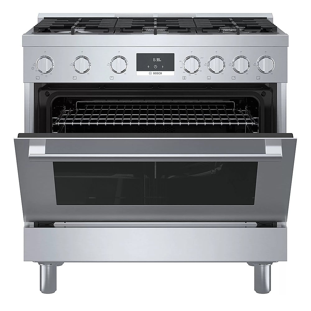 Alt View 11. Bosch - 800 Series 3.5 Cu. Ft. Freestanding Gas Convection Range with 6 Dual Flame Ring Burners - Stainless steel.