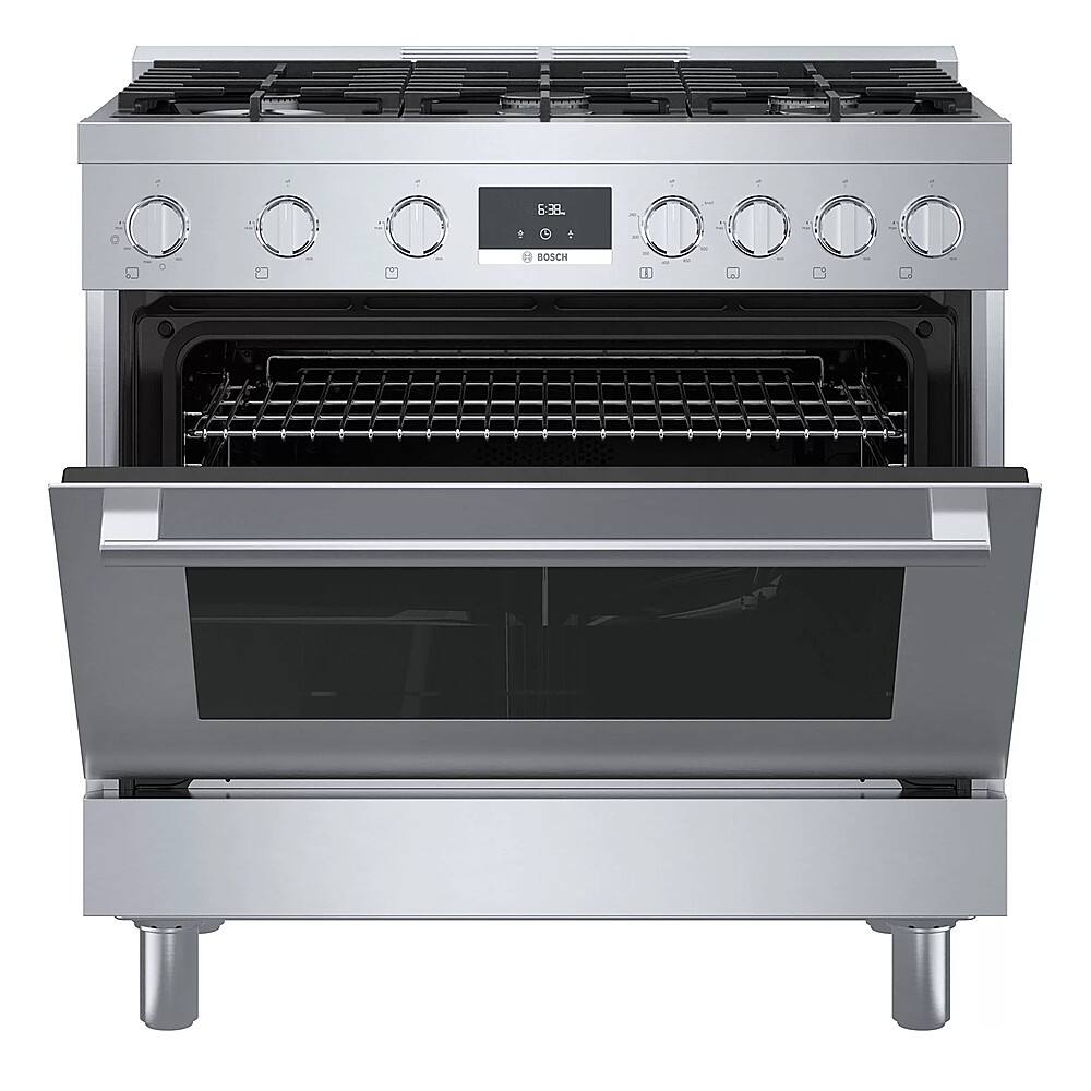 Alt View 11. Bosch - 800 Series 3.5 Cu. Ft. Freestanding Gas Convection Range with 6 Dual Flame Ring Burners - Stainless steel.