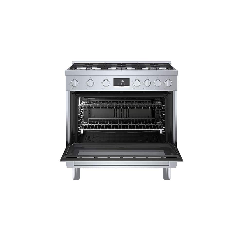 Alt View 13. Bosch - 800 Series 3.5 Cu. Ft. Freestanding Gas Convection Range with 6 Dual Flame Ring Burners - Stainless steel.