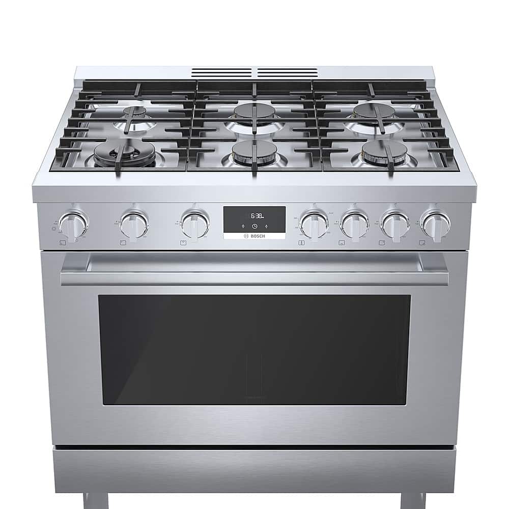 Alt View 27. Bosch - 800 Series 3.5 Cu. Ft. Freestanding Gas Convection Range with 6 Dual Flame Ring Burners - Stainless steel.