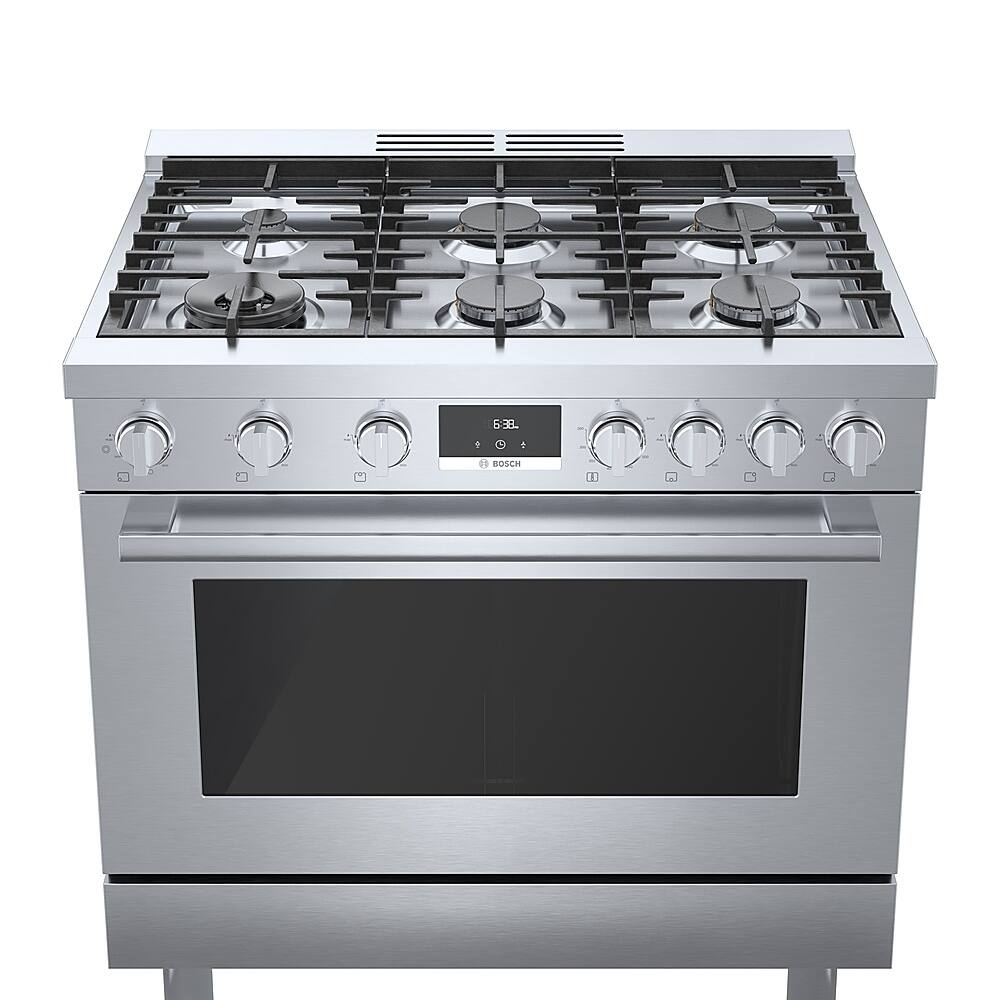 Alt View 27. Bosch - 800 Series 3.5 Cu. Ft. Freestanding Gas Convection Range with 6 Dual Flame Ring Burners - Stainless steel.