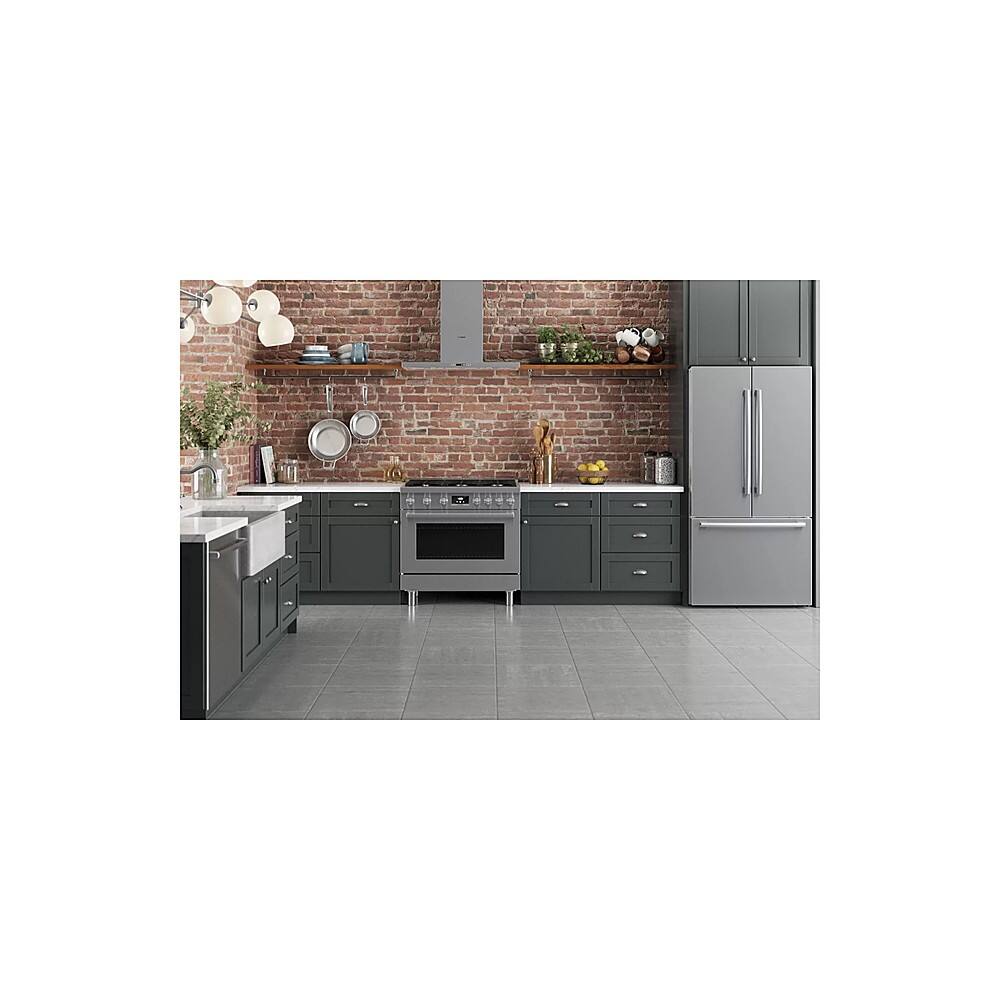 Alt View 30. Bosch - 800 Series 3.5 Cu. Ft. Freestanding Gas Convection Range with 6 Dual Flame Ring Burners - Stainless steel.