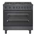 Bosch - 800 Series 36 in. Wide 3.5 Cu. Ft. Freestanding Gas Convection Range with Self-cleaning and 6 Dual Flame Ring Burners - Black Stainless Steel