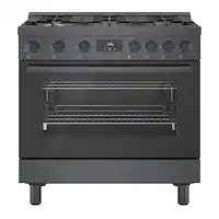 Bosch - 800 Series 3.5 Cu. Ft. Freestanding Gas Convection Range with 6 Dual Flame Ring Burners - Black Stainless Steel - Front_Zoom