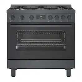 Bosch - 800 Series 3.5 Cu. Ft. Freestanding Gas Convection Range with 6 Dual Flame Ring Burners - Black Stainless Steel