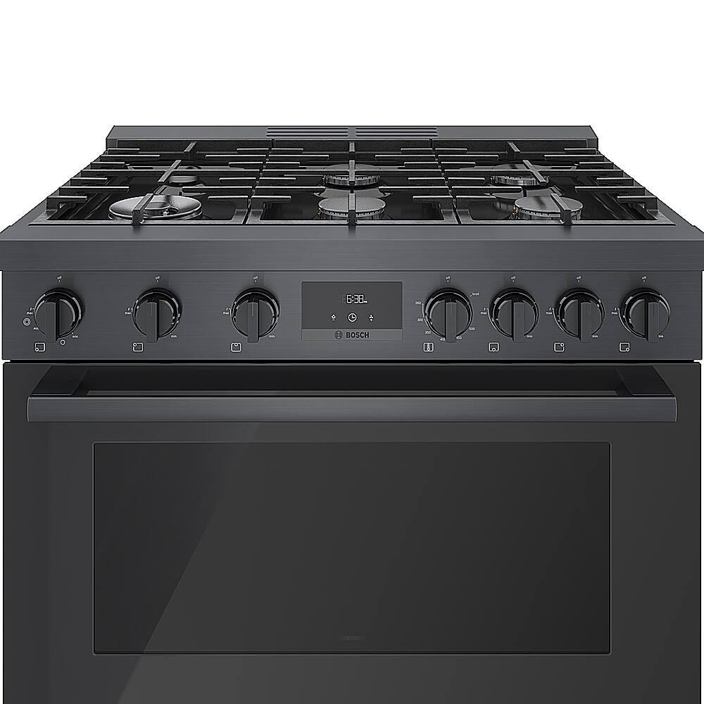 Alt View 16. Bosch - 800 Series 3.5 Cu. Ft. Freestanding Gas Convection Range with 6 Dual Flame Ring Burners - Black stainless steel.