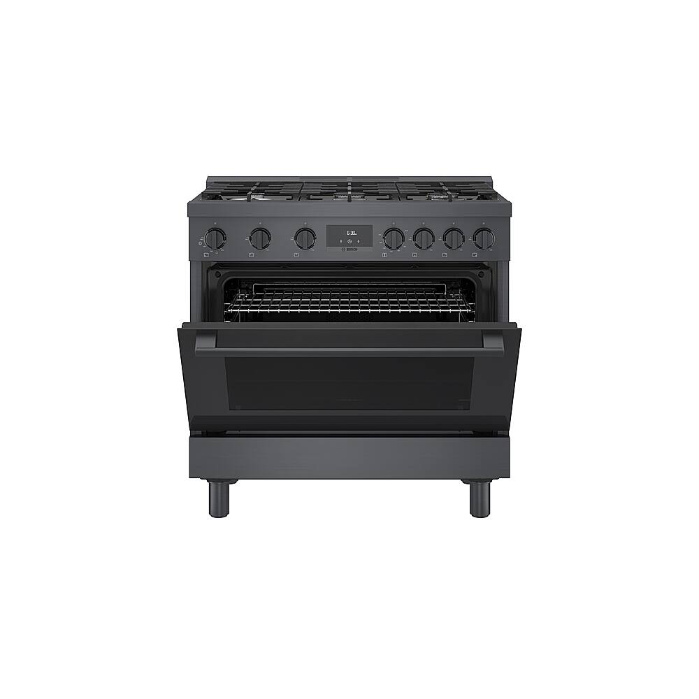 Alt View 13. Bosch - 800 Series 3.5 Cu. Ft. Freestanding Gas Convection Range with 6 Dual Flame Ring Burners - Black stainless steel.