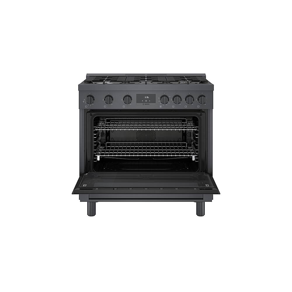 Alt View 14. Bosch - 800 Series 3.5 Cu. Ft. Freestanding Gas Convection Range with 6 Dual Flame Ring Burners - Black stainless steel.