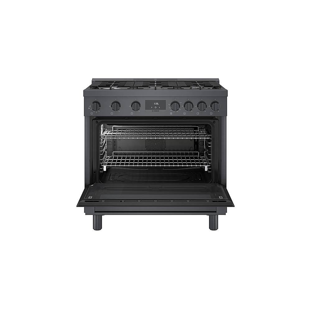 Alt View 15. Bosch - 800 Series 3.5 Cu. Ft. Freestanding Gas Convection Range with 6 Dual Flame Ring Burners - Black stainless steel.
