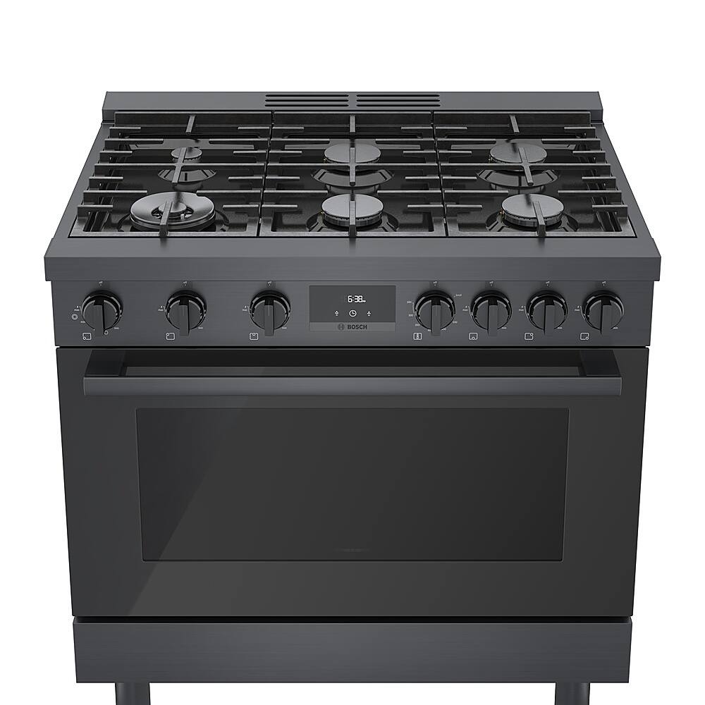 Alt View 17. Bosch - 800 Series 3.5 Cu. Ft. Freestanding Gas Convection Range with 6 Dual Flame Ring Burners - Black stainless steel.