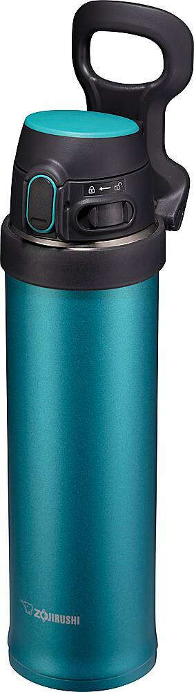 Left View: Zojirushi - 20 oz Flip-and-Go Stainless Steel Travel Mug - Teal