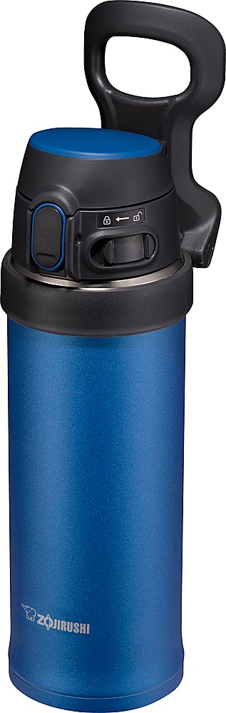 Left View: Zojirushi - 16 oz Flip-and-Go Stainless Steel Travel Mug - Colbalt Blue