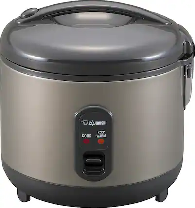 Angle. Zojirushi - 5.5 Cup (Uncooked) Automatic Rice Cooker & Warmer - Metallic Gray.