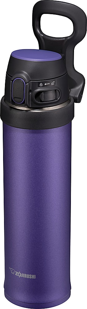 Left View: Zojirushi - 20 oz Flip-and-Go Stainless Steel Travel Mug - Purple Dusk