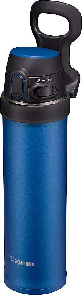 Left View: Zojirushi - 20 oz Flip-and-Go Stainless Steel Travel Mug - Colbalt Blue