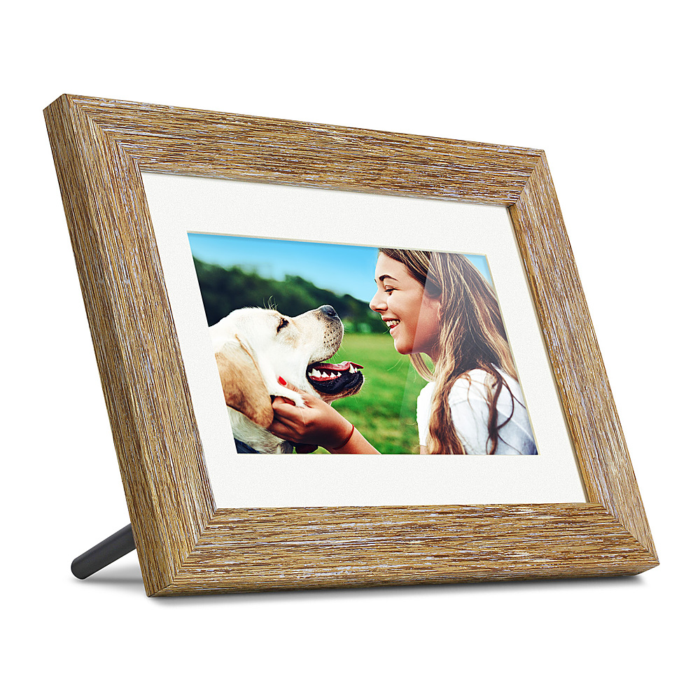 Angle View: Aluratek 7" Distressed Wood Photo Frame - Wood