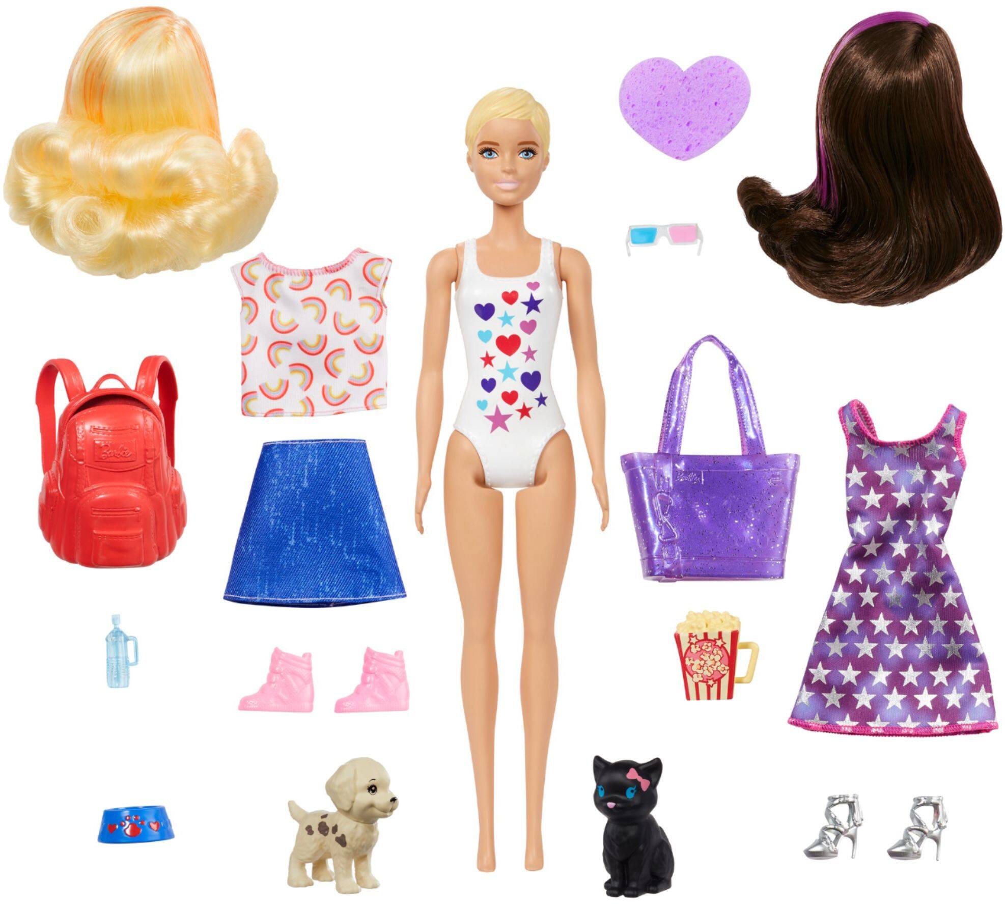 Left. Barbie - Color Reveal Day-to-Night Doll/Accessories.