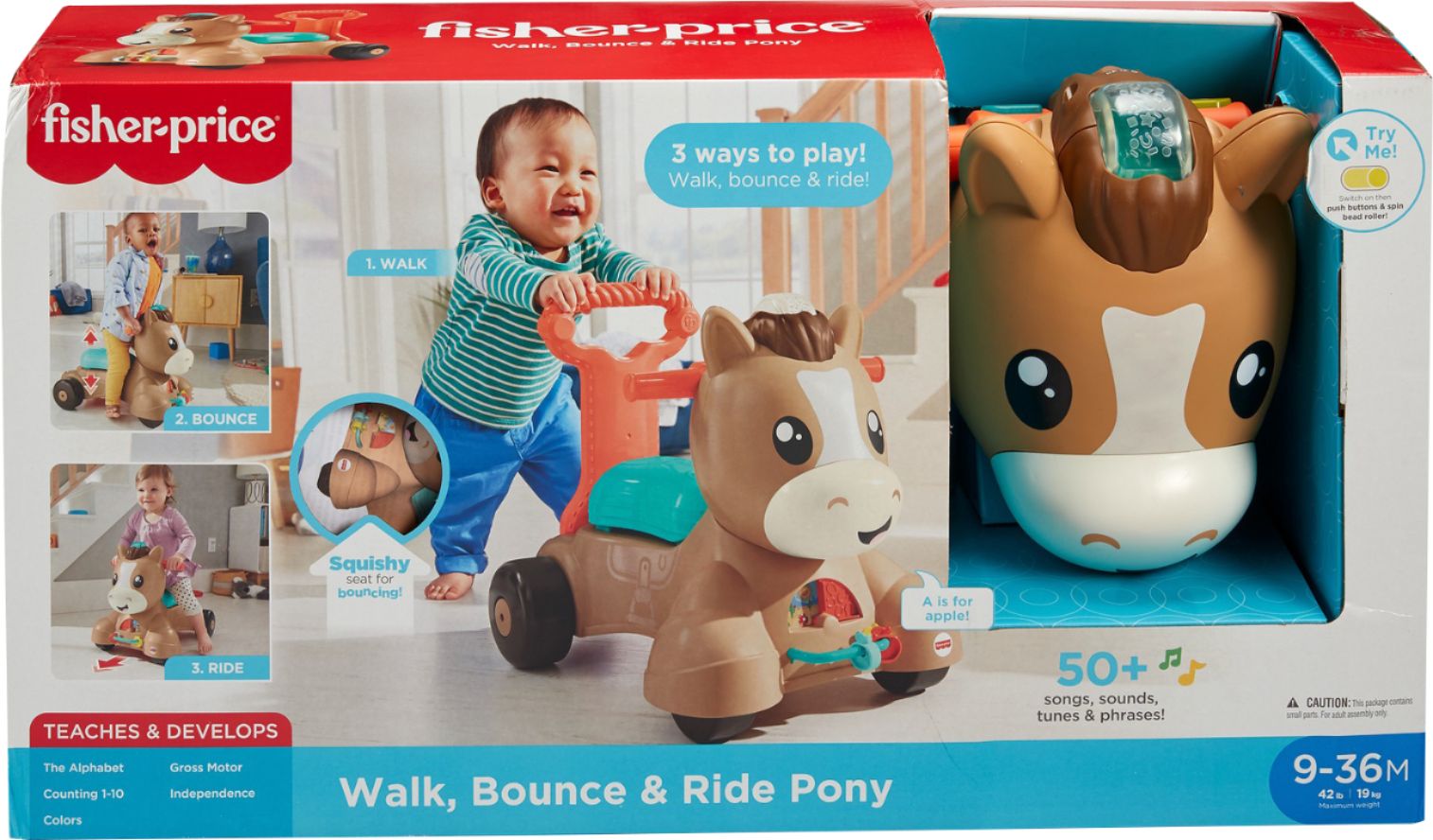 Fisher-Price Walk, Bounce and Ride Pony - Brown