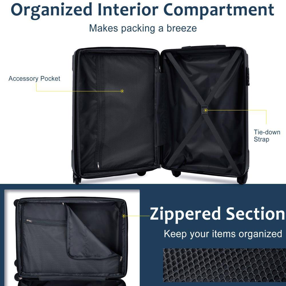 Organized Interior Compartment  
Makes packing a breeze  

Accessory Pocket  
Tie-down Strap  

Zippered Section  
Keep your items organized