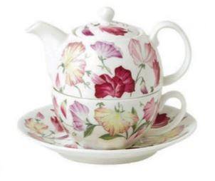 Left. Jiallo - Roy Kirkham Sweet Pea Tea for One Set, Pink - Mutli color.