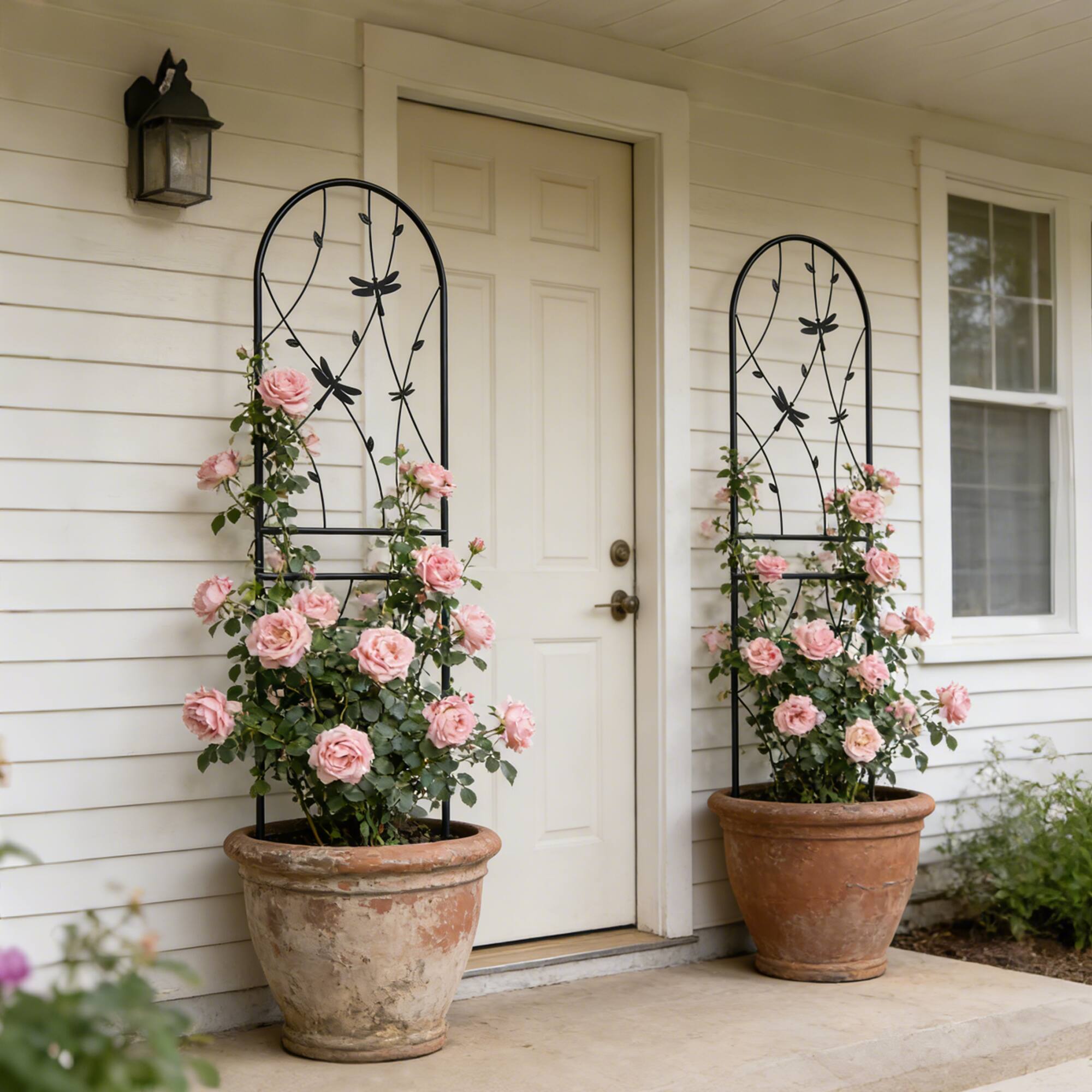 Alt View 1. Loheer - Rustproof Metal Garden Trellis Set, 5.9 ft x 1.64 ft Climbing Plant Support for Outdoor Decor, 2 Pack - Black.