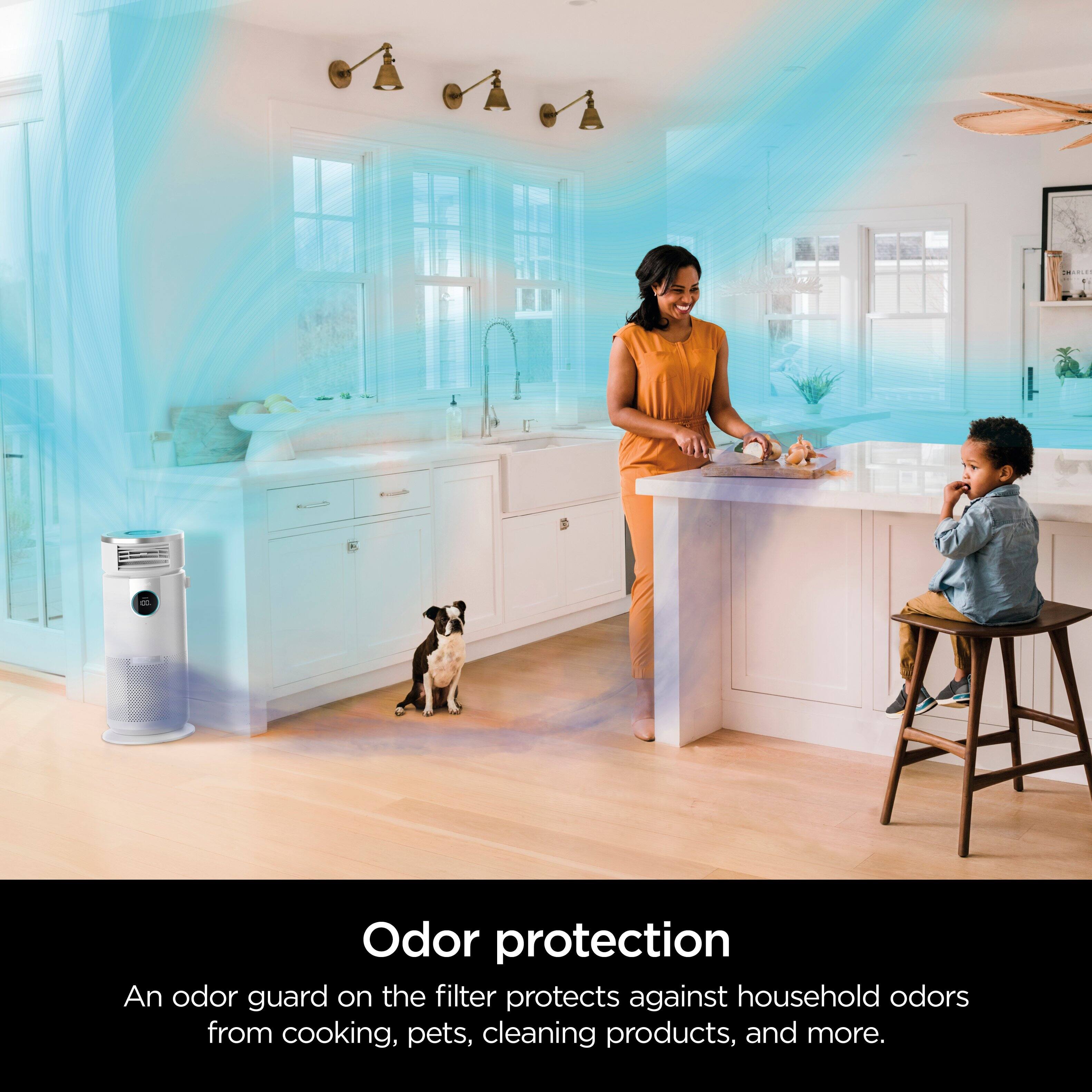 Odor protection: An odor guard on the filter protects against household odors from cooking, pets, cleaning products, and more.