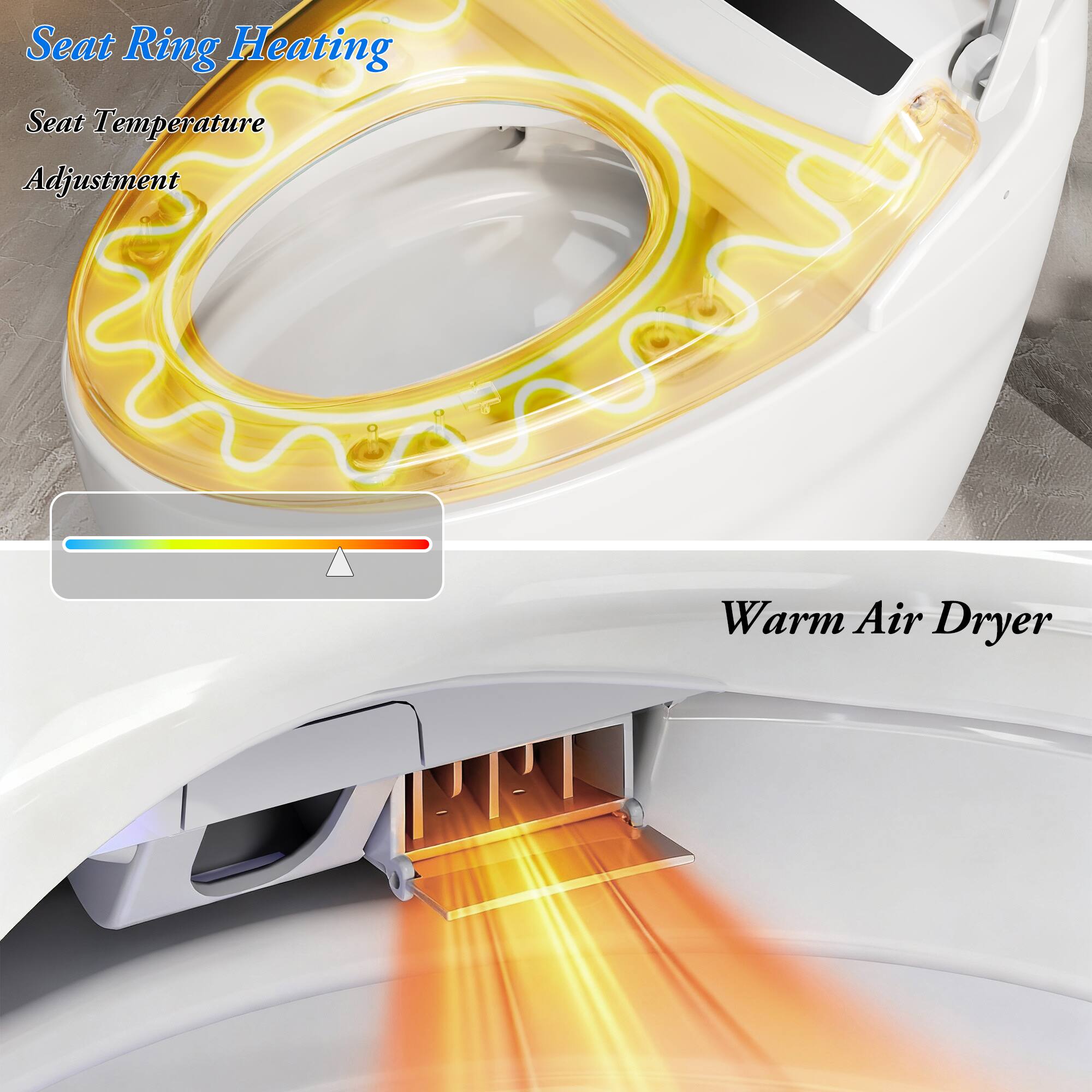 Seat Ring Heating  
Seat Temperature Adjustment  

Warm Air Dryer