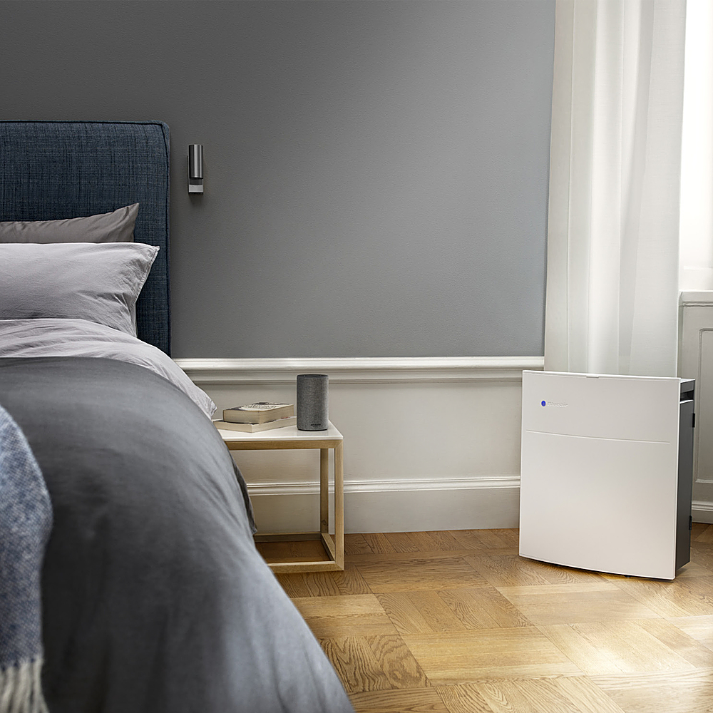Left View: Samsung - Cube Smart Air Purifier with Wind-Free Air Purification - Airy White