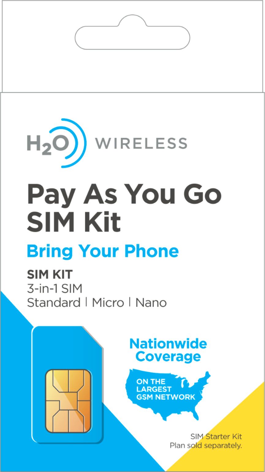 Angle View: H2O Wireless - Smart SIM Traveler Starter Kit 3-in-1 SIM Card for Unlocked Phones - Yellow